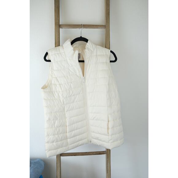 NWT J.Jill Ivory Cream Down Nano Puffer Vest Womens Medium Petite - Picture 1 of 5